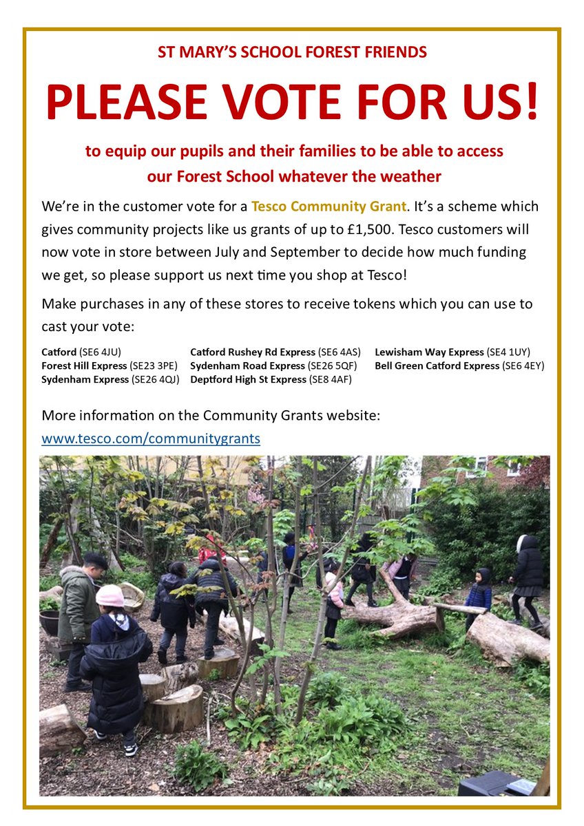 Please vote for us at your local @Tesco to help us win funding for our #forestschool garden! #communitygrants @groundworkuk