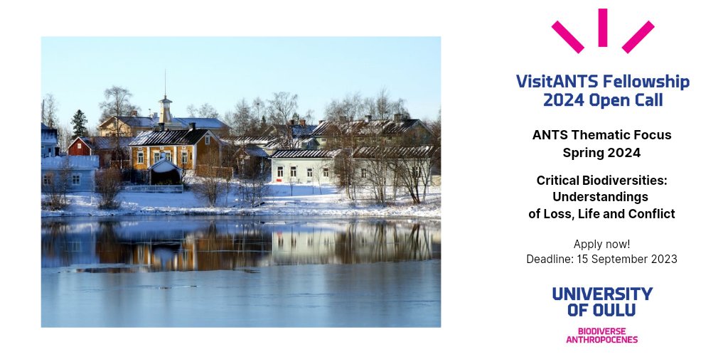Biodiverse Anthropocenes is delighted to announce the launch of the third annual Call for Visiting Fellows in our VisitANTS Programme for Spring 2024
@unioulu
#UniOulu #ArcticAttitude #ANTS #BiodiverseAnthropocenes