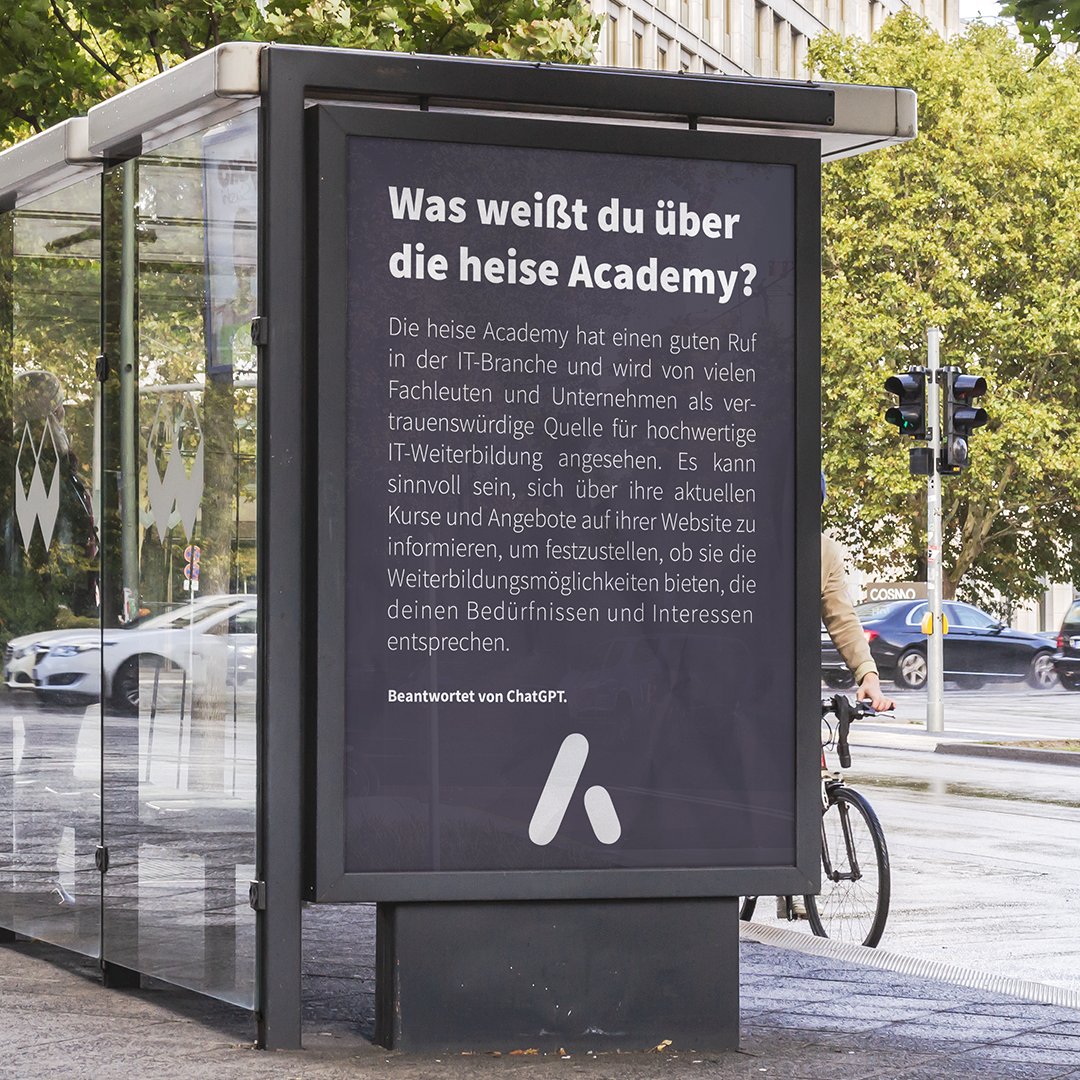 In der Mittagspause zwischen zwei großen Fast-Food-Ketten entdeckt 😉

Aber was weißt du eigentlich über die heise Academy?
Entdecke jetzt unsere spannenden Online-Kurse und Weiterbildungen und eröffne dir neue berufliche Chancen. 💻 💪  Mehr zu uns unter: heise.de/s/7W2d