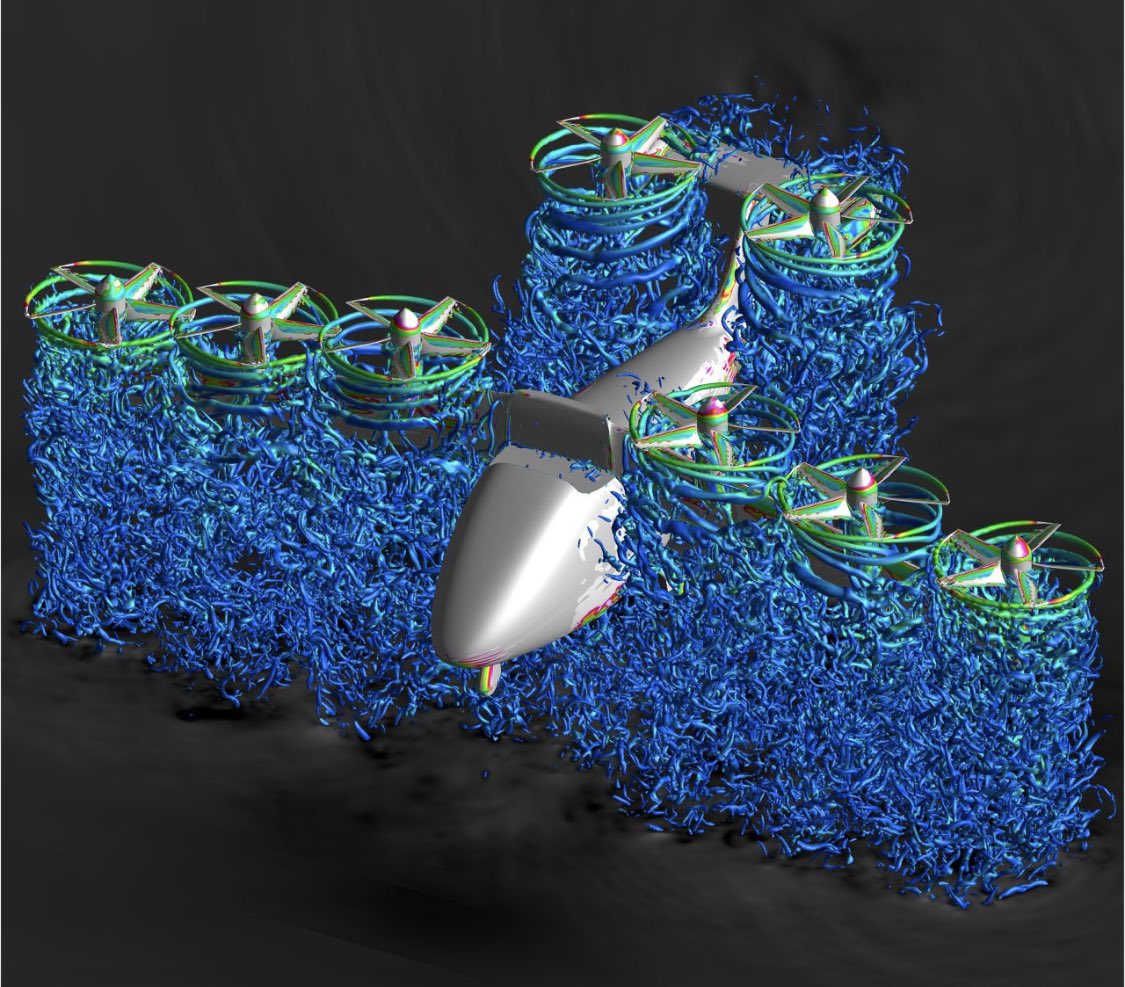Jousefm2's tweet image. This is a flow visualization of NASA's six-passenger tiltwing concept in hover-mode. They're utilizing #Tecplot360 to analyze the vehicle's performance and assist with future designs. Simulation by Patricia Ventura Diaz at NASA Ames Research Center. Post-processing by Tecplot 360