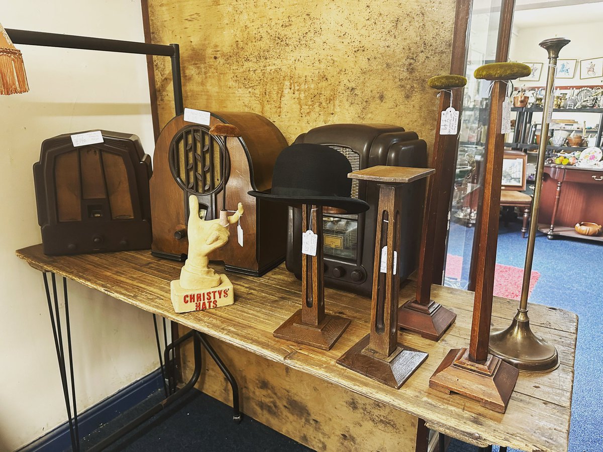 A mix of hat stands and vintage radios from unit 131. #vintagehatstands  #hatstands #vintageadvertising #vintageradios #wireless #astraantiquescentre #hemswell #lincolnshire