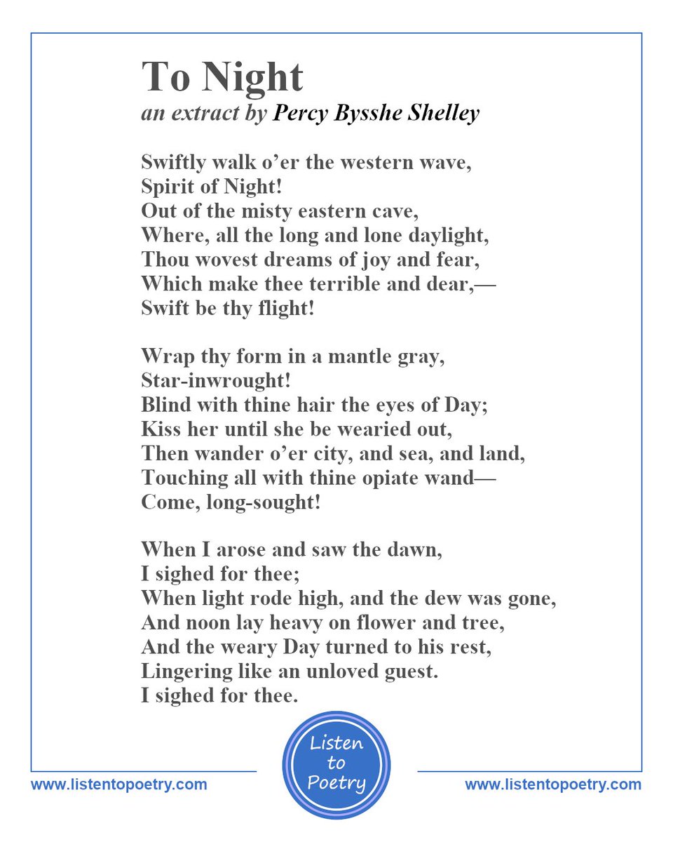 ListentoPoetry's tweet photo. #ListentoPoetry has added six #poems by #PercyByssheShelley, #RomanticPoet  #Philosophicalpoet. Listen to #ToNight also #Mutability  #Ozymandias and #WhenTheLampIsShattered    
https://t.co/Vre53jQm8F
#Poetry #PoetryCommunity #EnglishPoet #RomanticMovement https://t.co/xE7KE9M91b
