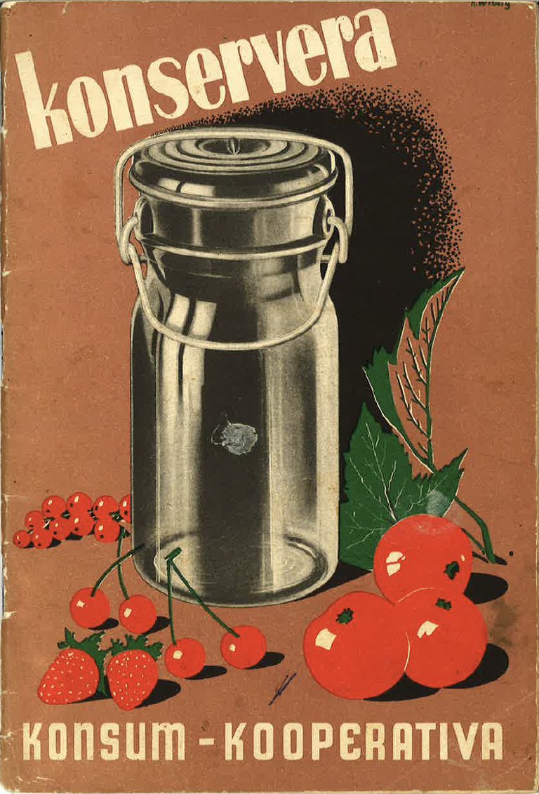 More wholesome retro co-op design posting: just found this Swedish national consumer co-operation brochure about preserving fresh fruits from what I would guess is the 1930s. Enjoy!