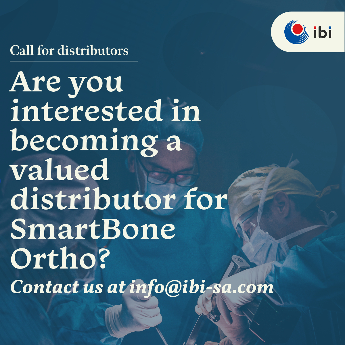 smartboneibi's tweet image. Are you interested in becoming a distributor for #SmartBone #Ortho? Join our esteemed network of partners and play a crucial role in expanding access to cutting-edge #orthopedic solutions worldwide. Contact us today or visit ibi-sa.com/distributors/ to explore this opportunity!