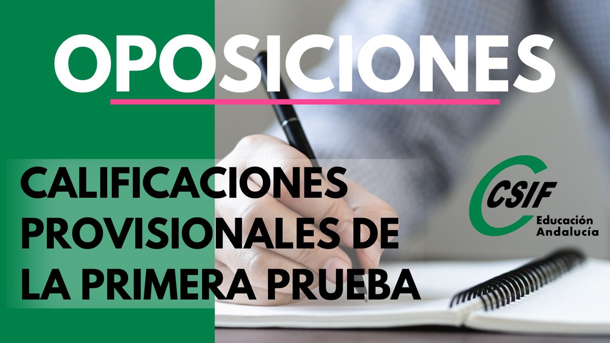 📚📚 #OPOSICIONES 2023- PUBLICADAS LAS CALIFICACIONES PROVISIONALES DE LA PRIMERA PRUEBA

📋 Publicada las calificaciones PROVISIONALES de la PRIMERA PRUEBA del procedimiento selectivo para el ingreso a los diferentes cuerpos convocados

🚦🚦 RECORDATORIO: Hay que esperar a la