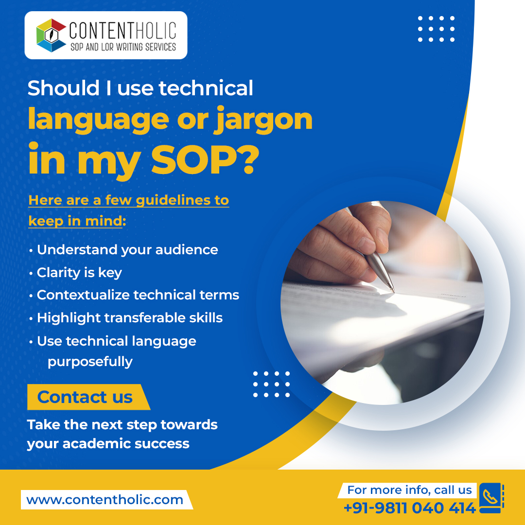 Using Technical language or Jargon with the context while writing your #SOP is good. However, too much of Jargon will decrease the readability of the #Statementofpurpose.

If you are struggling with drafting a good SOP, Call us for #sophelp.

#sopwriting #sopwritingservices
