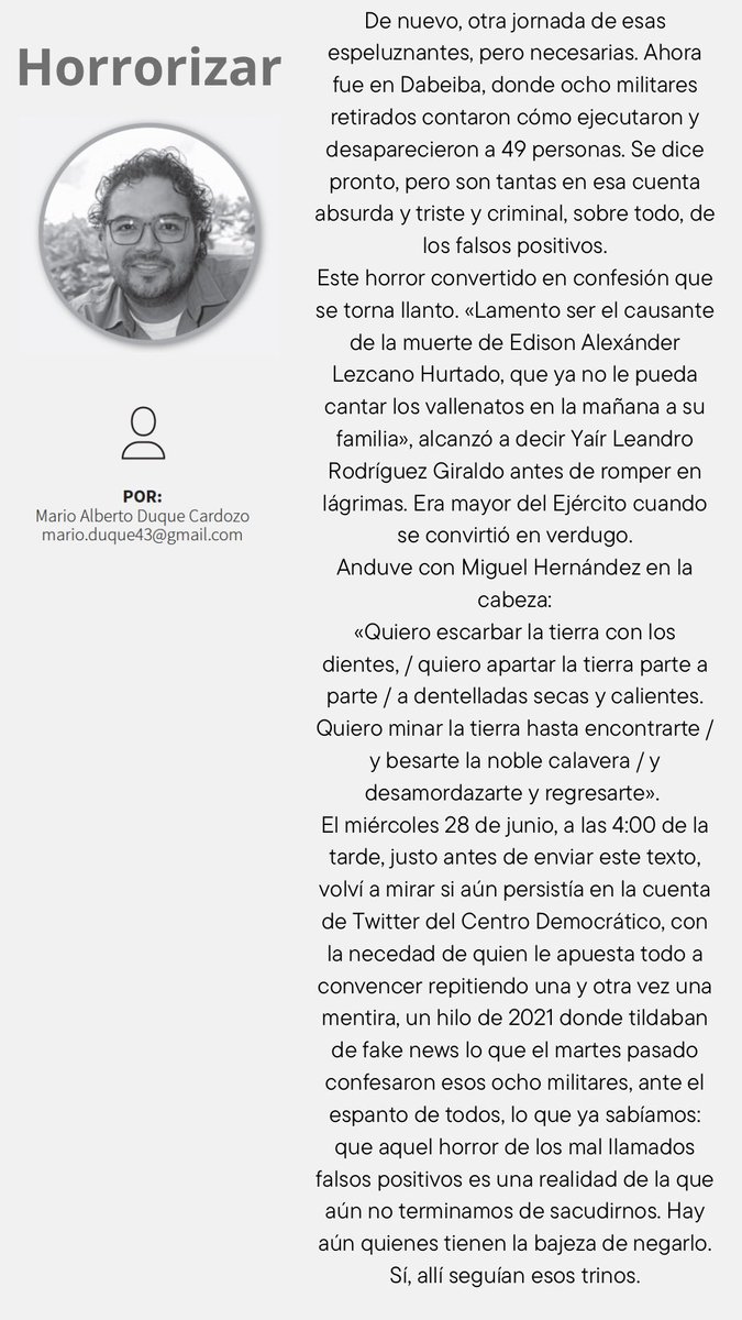Horrorizar, a ver si alguna vez aprendemos para que nunca se repita… y que nunca más alguien lo niegue. La columna en <a href="/Periodico_Gente/">Periódico Gente</a>