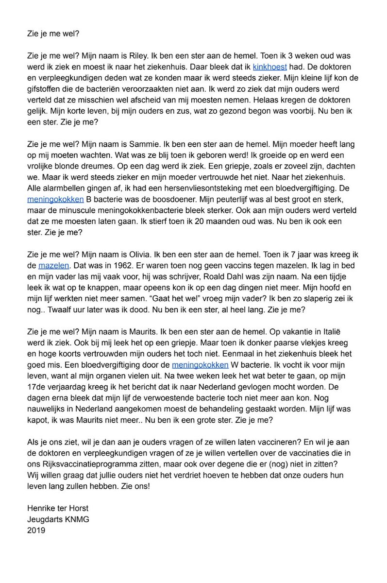 Al langer geleden schreef ik een stukje over kinderen die overleden zijn tgv ziekten die door vaccinatie te voorkomen zijn. Ik zal de linkjes waar in de tekst naar verwezen wordt hieronder toevoegen.