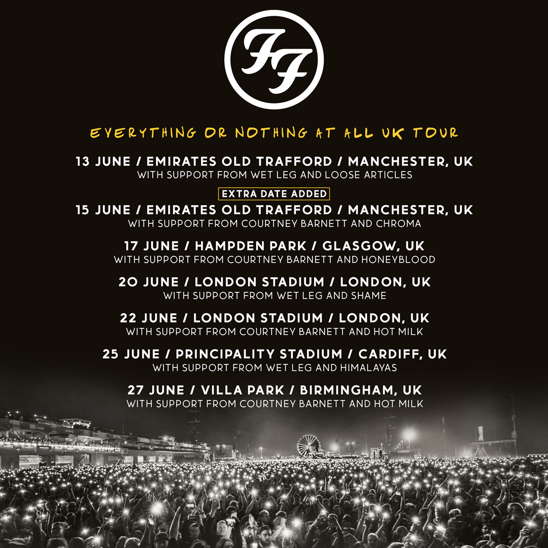 We've partnered with the <a href="/foofighters/">Foo Fighters</a> to allow fans to buy/sell tickets for face value only. 

Tickets will become available nearer the event date as supply reaches demand.

#ToutsOut

partners.twickets.live/foofighters/