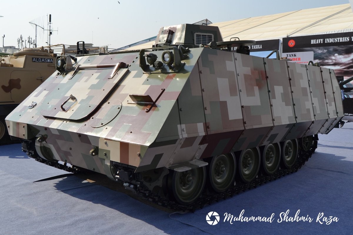 mshahmirraza's tweet image. The M113 Armored Personnel Carrier (APC) with additional armour on display at #IDEAS2022. Assembled locally at APC Factory of Heavy Industries Taxila (HIT), the APC was up-armoured to meet the requirements of the Pakistan Army.