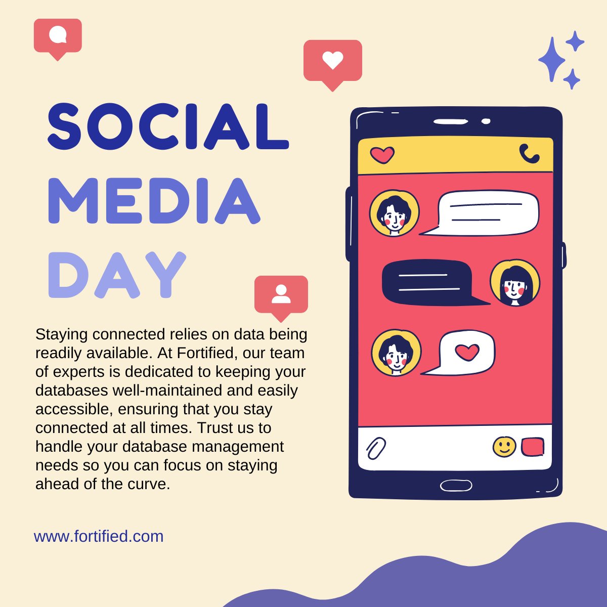 fortifieddata's tweet image. Happy #WorldSocialMediaDay! 🌍 Celebrate the power of social media with Fortified. Our comprehensive database management services optimize your data for success in the ever-changing social media landscape.  #FortifiedData #DatabaseManagement #SocialMediaMarketing