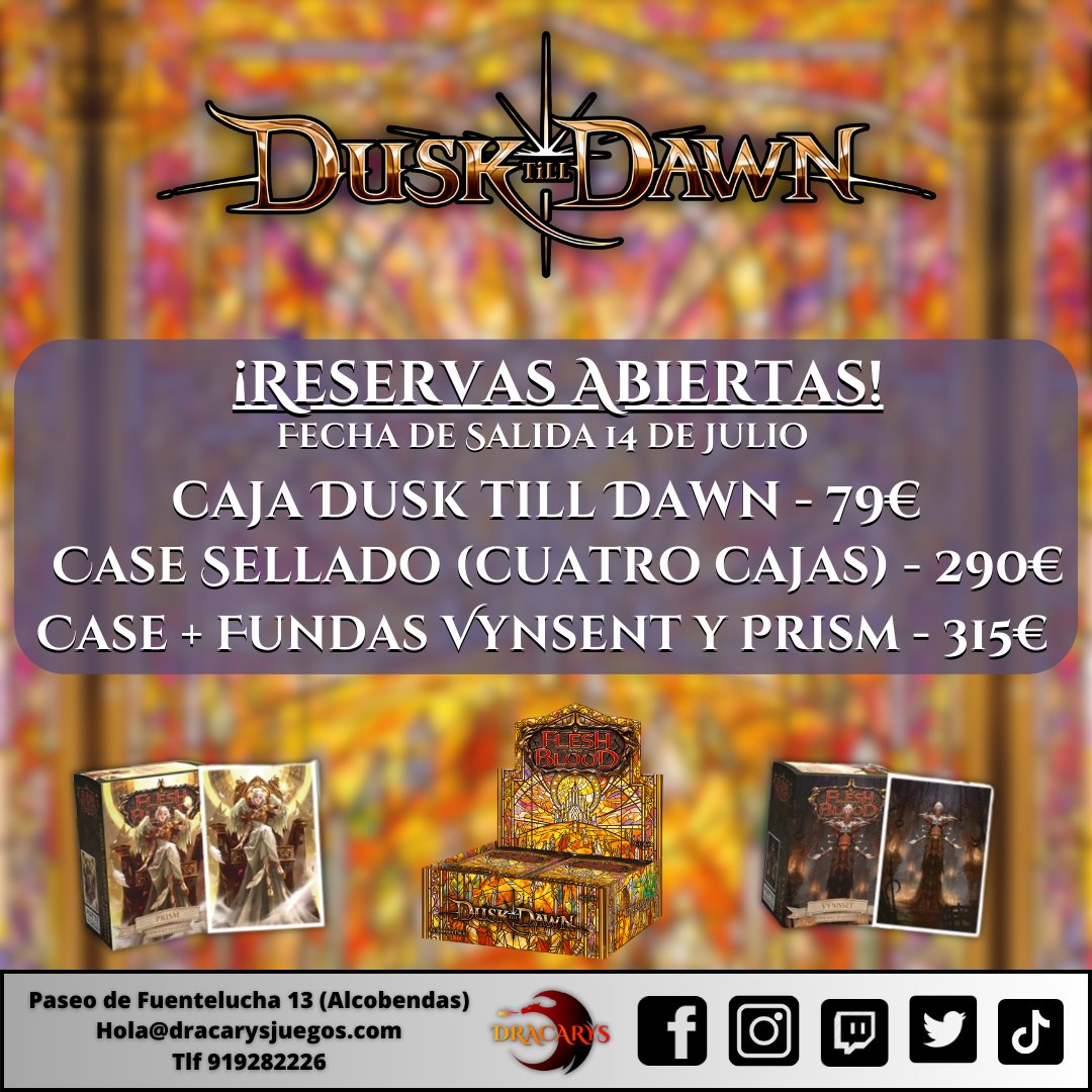 ozjuegos's tweet photo. Se acerca la nueva colección de #FleshAndBlood y ya tenemos todo el material para #reservas de #DuskTillDawn y no solo eso... ¡Tambien tenemos la presentación de #WarOfTheMonarch y #DemoDay con el gran @ambaro15 de #FleshAndVlog! @fabtcg @Asmodee_es https://t.co/owEqboyNfZ
