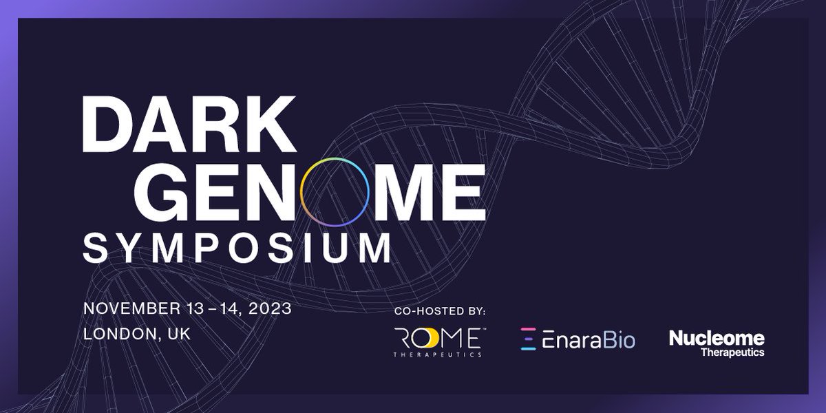 We’re excited to announce the second Dark Genome Symposium in November 2023! In partnership with @Enara_Bio & @NucleomeTx we’ll be hosting this event to bring together leaders in the #DarkGenomeCommunity to accelerate the discovery of new therapies. #IlluminateTheDarkGenome