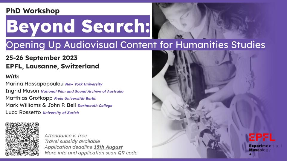 I'm thrilled to announce our September workshop on computational audiovisual processing and quantitative audiovisual analysis aiming to unlock audiovisual content as research materials at EPFL. 
INFO&amp;APPLICATION LINK:
epfl.ch/labs/emplus/wo…