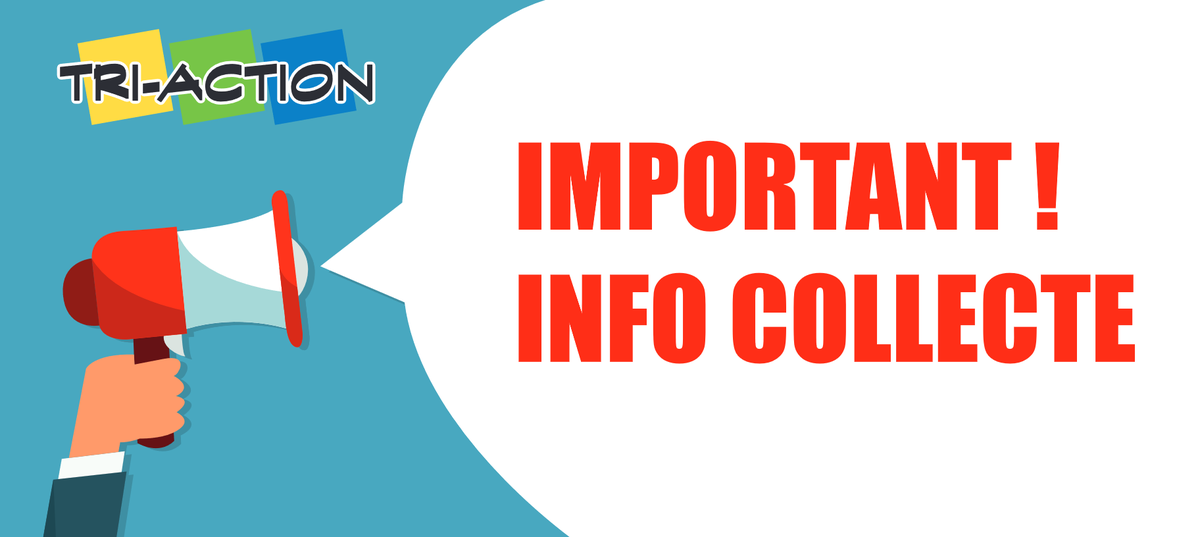 En raison du contexte et à la demande des communes, le syndicat Tri Action se réserve la possibilité d’avancer les horaires de collecte à compter du 30 juin et pour la période à venir.
Les collectes de ce jour débuteront à 16h30.
Rentrez vos bacs après le passage de nos équipes!