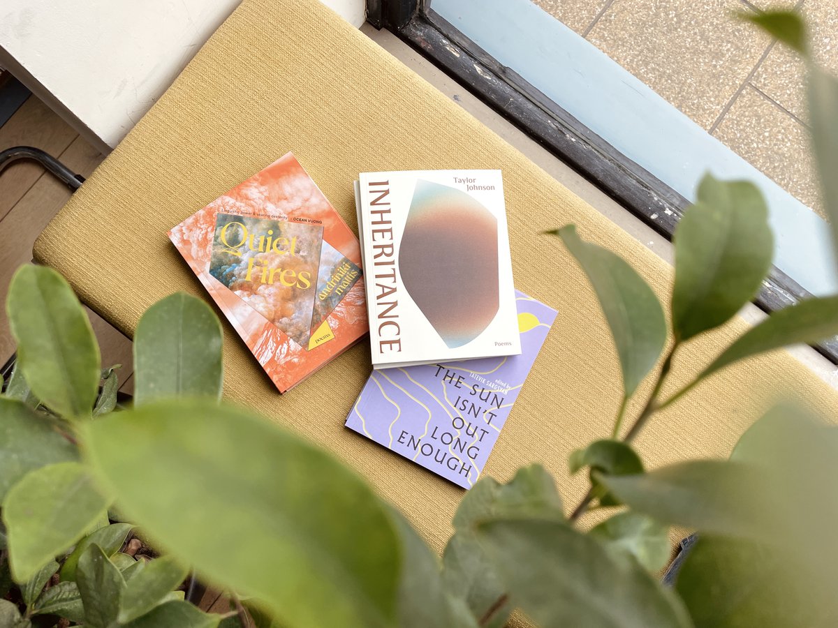 PortyBooks's tweet photo. We've just received two stunning new titles from @anamotpress, Inheritance by Taylor Johnson and Quiet Fires by Andriniki Mattis, plus a restock of a favourite of ours, The Sun Isn't Out Long Enough! 🌞 https://t.co/dTBO4z7Adi
