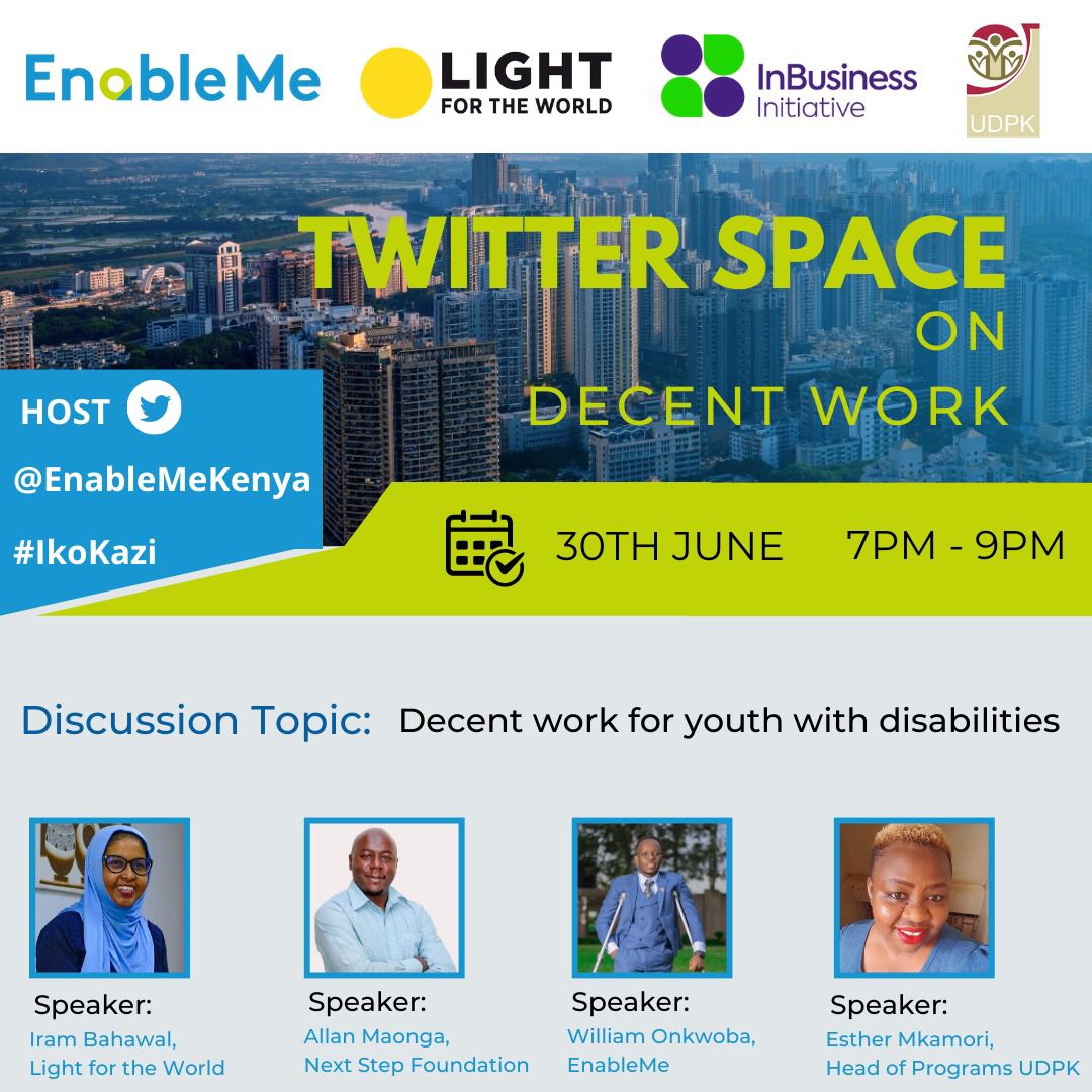 I will be speaking at this Twitter Space tonight from 7 PM on Decent Work for Youth with Disabilities!

Join us as we discuss the challenges, opportunities, and initiatives to promote inclusivity and empower young individuals.

Space link: x.com/i/spaces/1YpKk…

#IkoKazi
