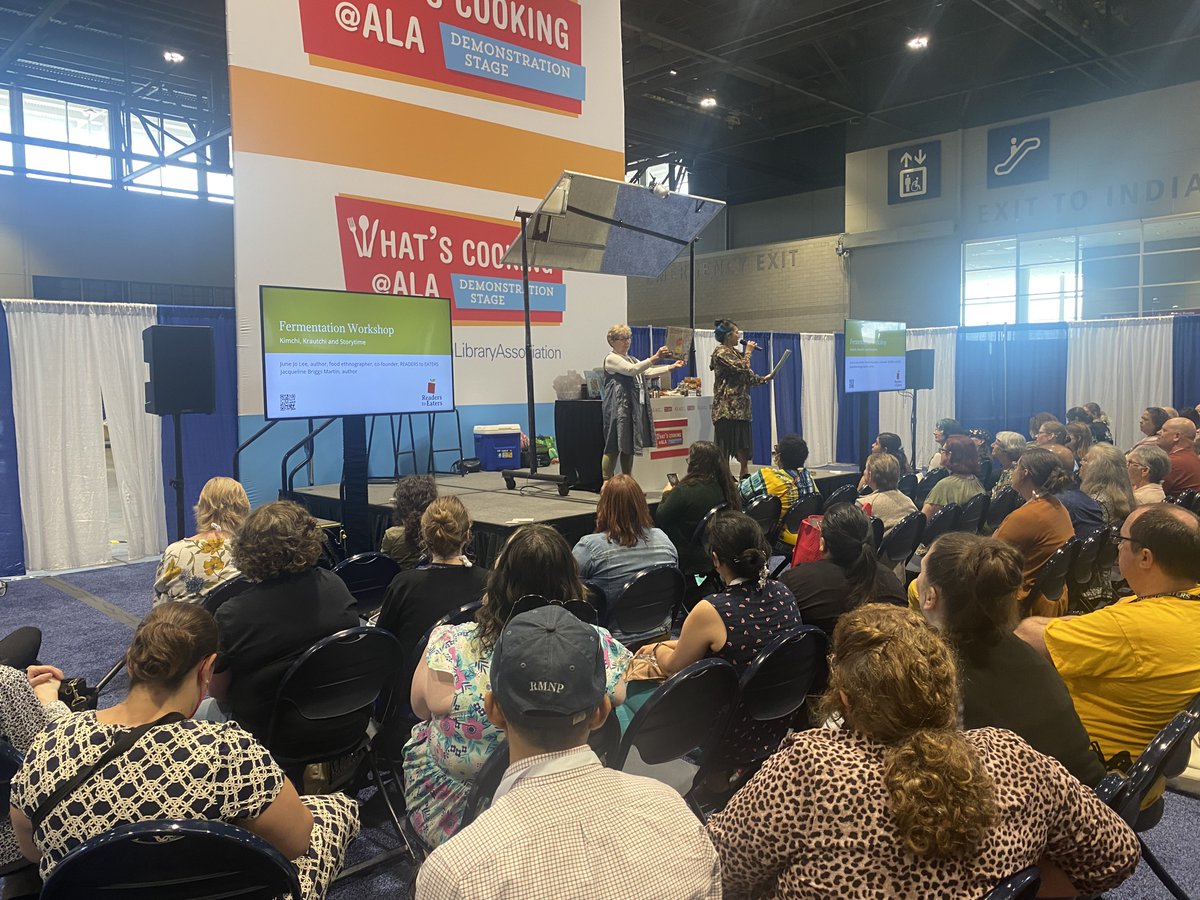 Thnx2 <a href="/pubspotlight/">Giustino Vergerio</a> 4hosting <a href="/JacBriggsMartin/">Jacqueline Martin</a> <a href="/junejolee/">June Jo Lee</a> #ALAAC23 signing of new #audiobooks of #SandorKatzAndTheTinyWild &amp; Spanish #ChefRoyChoiAndTheStreetFoodRemix from <a href="/MediaLiveOak/">LiveOakMedia</a> readerstoeaters.com/our-books/ Fun #fermentation prsntatn&amp; tasting@ #WhatsCooking stage. #FoodLiteracy