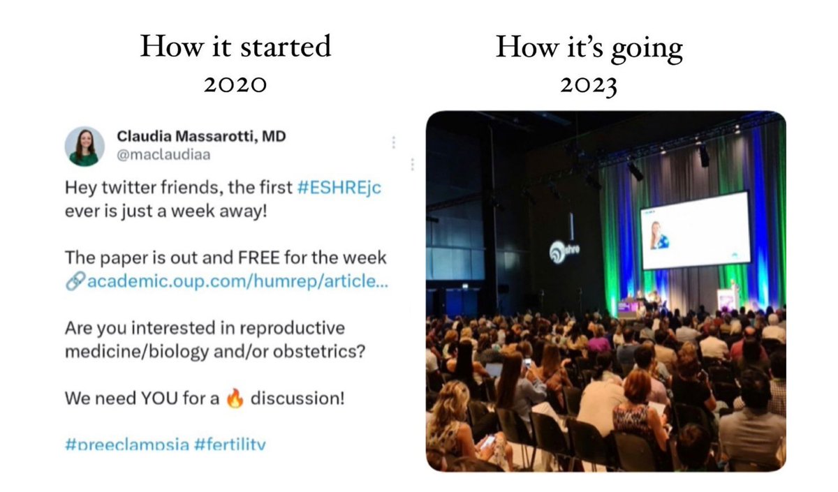 maclaudiaa's tweet photo. Here's to the #ESHREjc with the best group 🥂 from starting something totally new on social media to a super full conference room for a live edition 👇
Thank you @ESHRE for taking a bet on us three years ago!
Look how far we have come 🫴 https://t.co/XbXuGcVjig