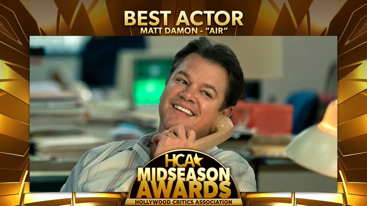 The winner of the 2023 HCA Midseason Award for Best Actor is…

Matt Damon, Air

Runner-Up: Teo Yoo, Past Lives

#HCAMidseasonAwards #MattDamon #BestActor #AirMovie #Air #AmazonStudios