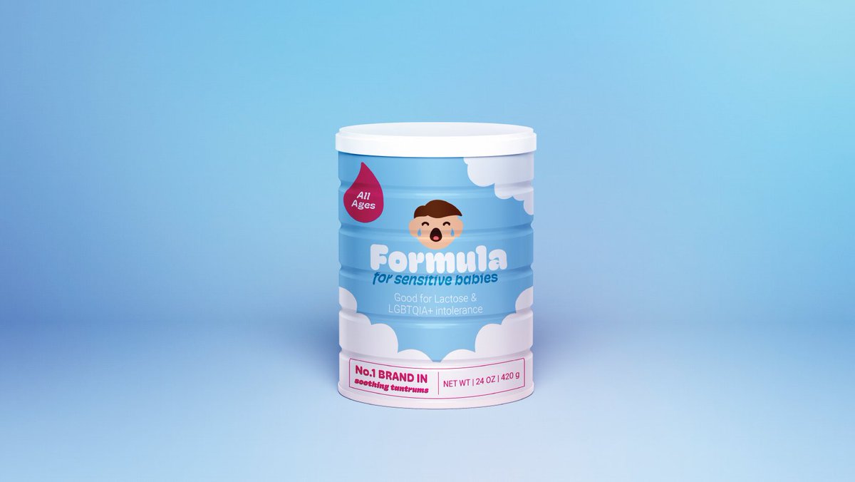 One last trigger from Jumpin’ the Gun for the haters 🏳️‍🌈🏳️‍⚧️

We saw a lot of tears this #PrideMonth, so here’s a brand new baby formula in hopes of soothing those tantrums.

Possible side effects include: Acceptance, Open-mindedness, Respect, Support, Empathy, Inclusivity, Advocacy