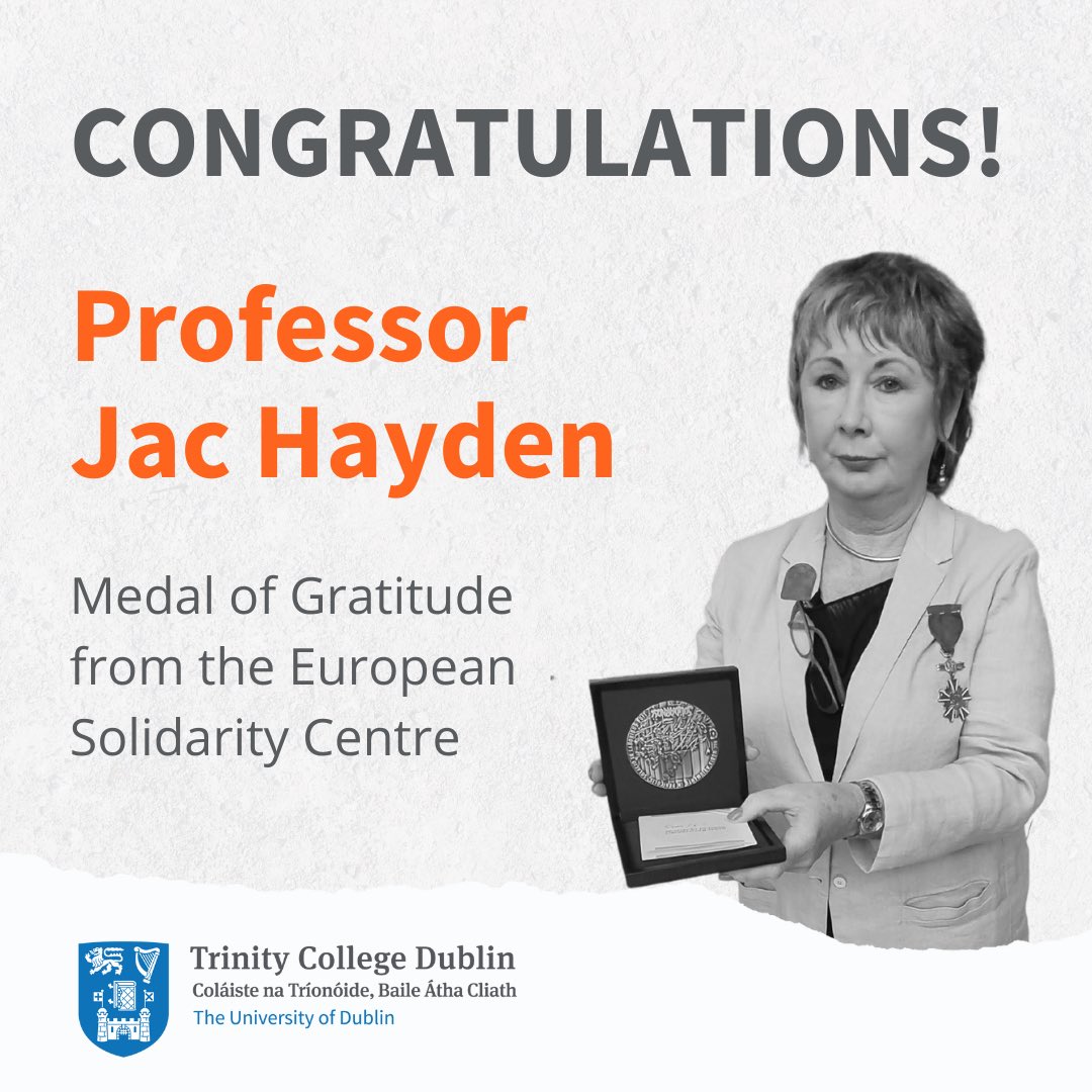 Huge congratulations to Prof. Jac Hayden on being awarded a Medal of Gratitude from the European Solidarity Centre for her contributions to Poland in advancing democracy. 👏