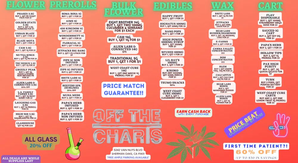 OTCShermanOaks's tweet photo. THE MF WEEKEND IS HERE!!🤩🍃✨
#WEEKENDDEALS 
#OTC #OffTheCharts #GetYourMindRight #ShermanOaks #LosAngeles #California #cannabisindustry #Deals https://t.co/glDK12eukv