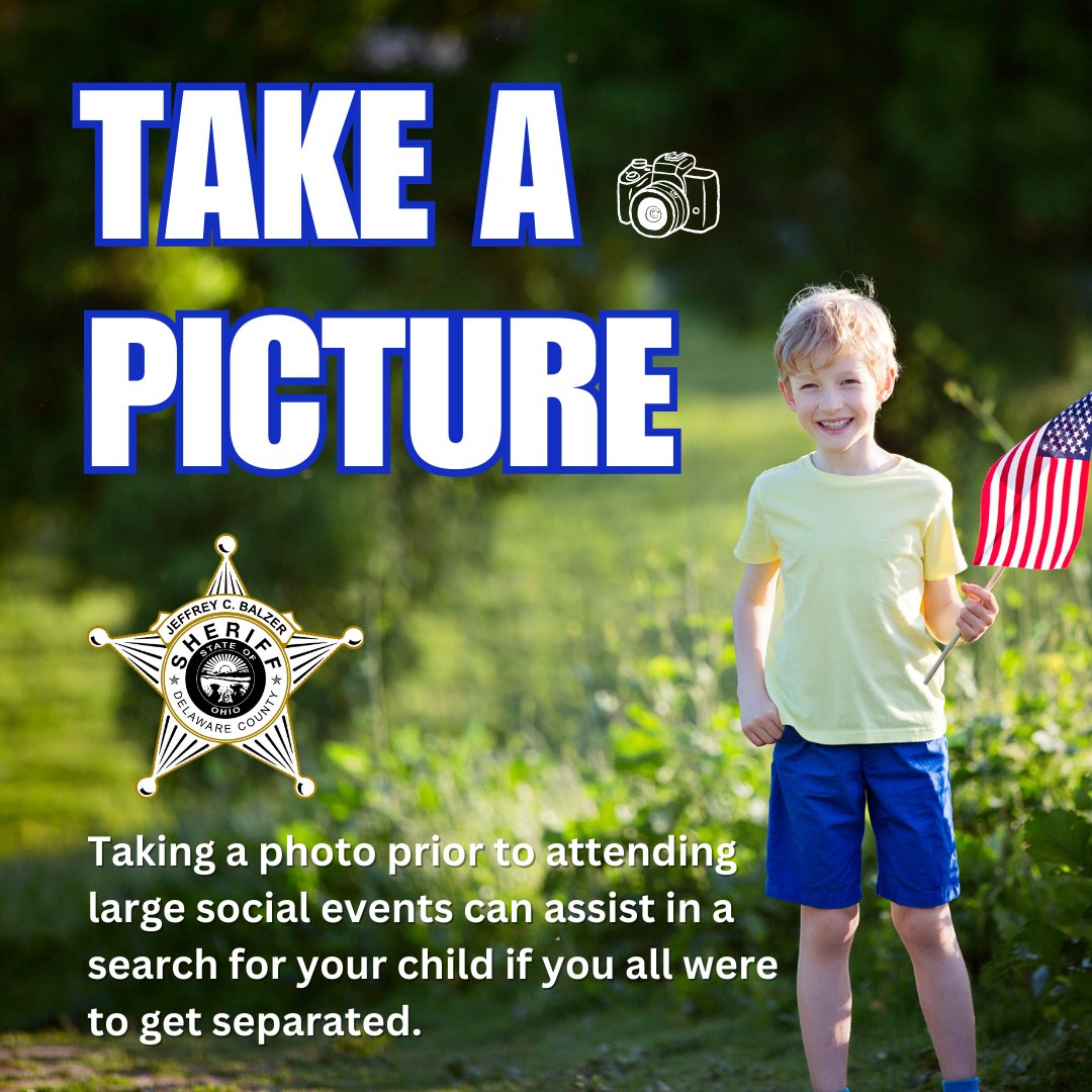 This holiday weekend, remember to take a📸on your phone of your child(ren) before leaving for any special events/gatherings with large crowds. In case you get separated from your child, this simple safety tip can help us find them as quickly as possible! "Say cheeeeeese!"