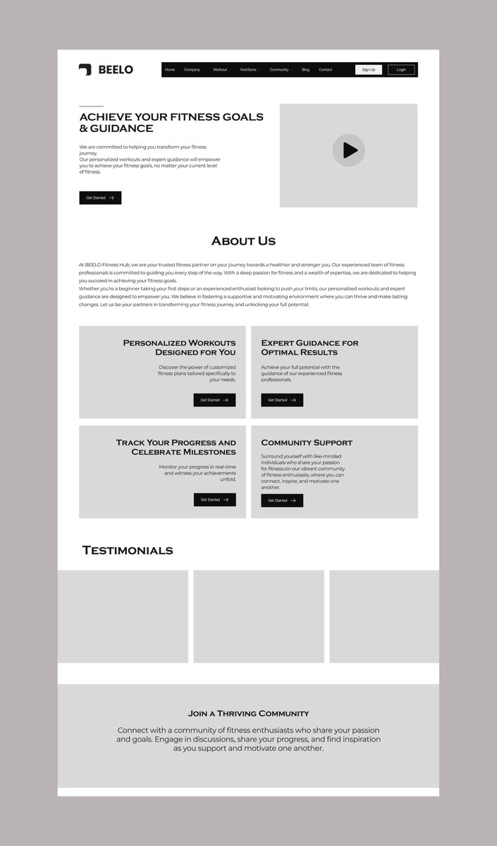Day 29/30 Create a clean and organized layout for a one-page website. (High Fidelity Wirefame, No color, No images) i did a fitness one-page website
#mercee #designchallenge #designclanchallenge