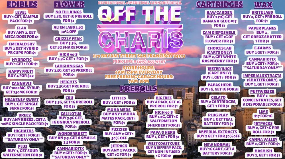 BEST DEALS IN THE BAY!🤩🍃✨
#WEEKENDDEALS 
#OTC #OffTheCharts #GetYourMindRight #SanFrancisco #California #cannabisindustry #Deals