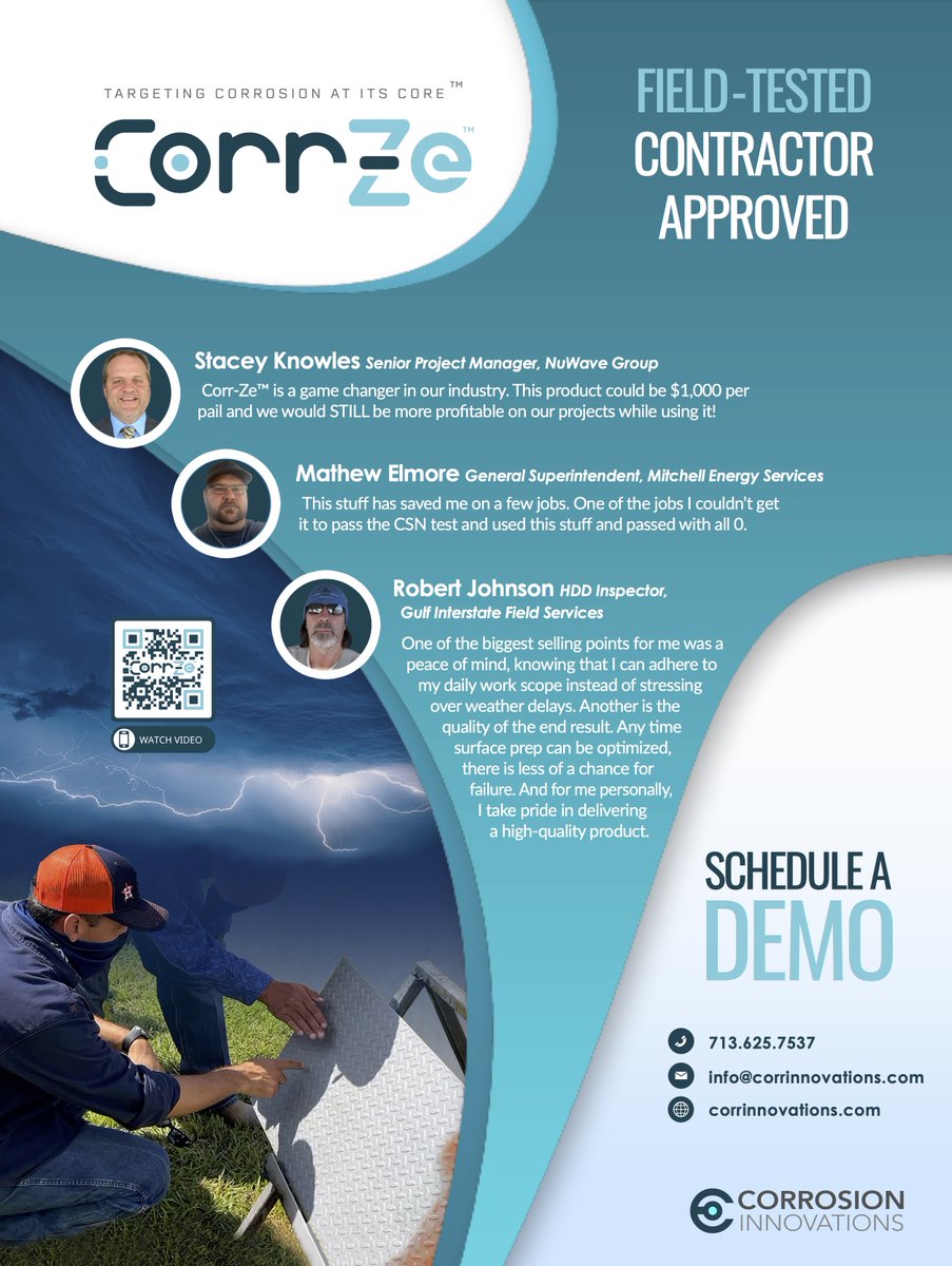 👀 Looking for the best surface preparation products on the market? See what Stacey Knowles, Mathew Elmore, and Robert Johnson have to say about the Corr-Ze™ product line. 

Order today! 👇
sales@corrinnovations.com 

#CorrZe #corrosion #flashrust #surfacepreparation #coatings