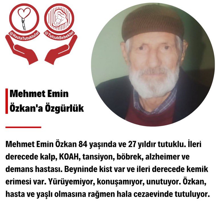 naftalanja_35's tweet photo. Abdullah Aydoğan 81 yaşında, 5 yıldır cezaevinde ‼️
Halil Karakoç 84 yaşında, 3 yıldır cezaevinde ‼️
Mehmet Emin Özkan 84 yaşında, 2,5 yıldır cezaevinde ‼️

SİZİN İNSANİYETİNİZ, HASSASİYETİNİZ, VİCDANINIZ YALNIZCA ERGENEKONCU PAŞALARA KARŞI MI HAREKETE GEÇİYOR ⁉️ BU HASTA VE YAŞLI İNSANLARIN TUTUKLULUĞUNA DIYECEK BIR ŞEYİNİZ YOK MU ⁉️ HER TARAFINIZDAN SAMİMİYETSİZLİK AKIYOR ‼️