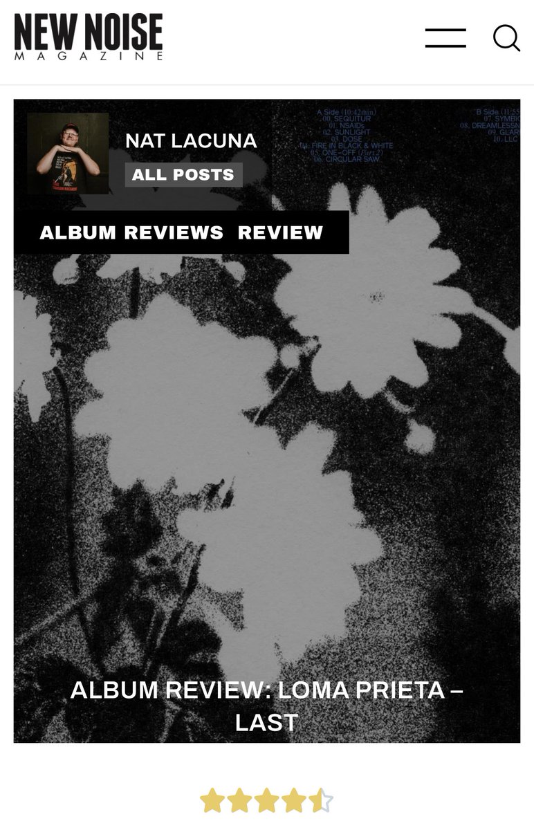 my review for the excellent new @_LOMAPRIETA record that’s out today is up on New Noise now :) newnoisemagazine.com/reviews/album-…