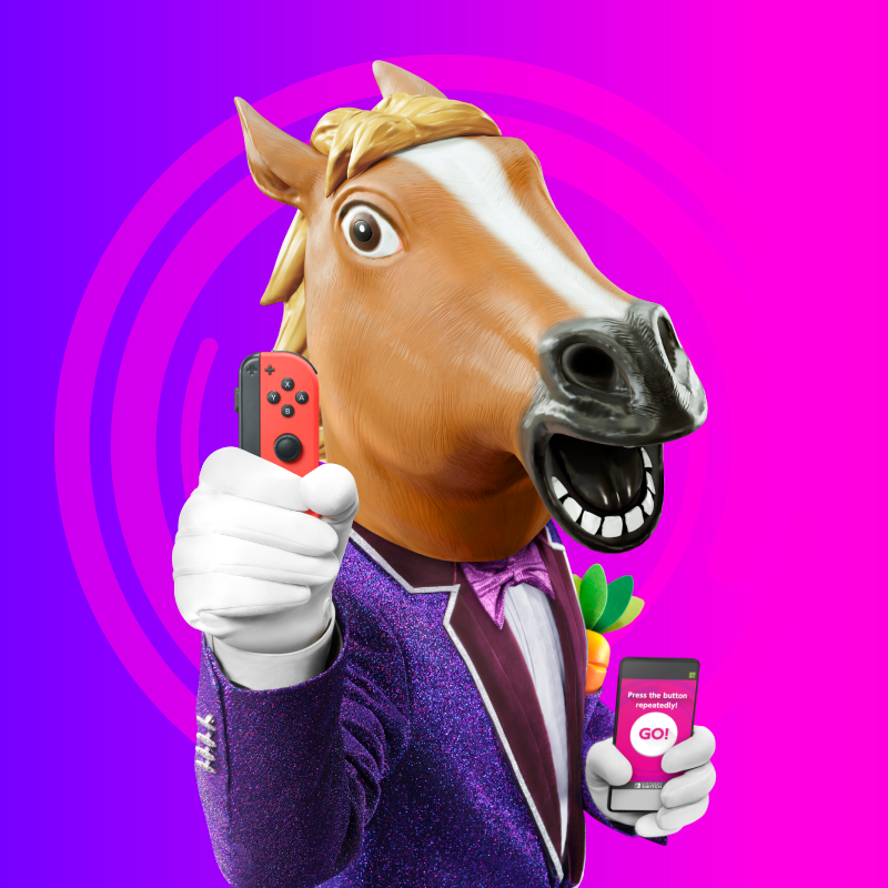 Meet Horace Showpony, he’s your MC in #Everybody12Switch! 🐴☝ Who’s ready to party? 🎉