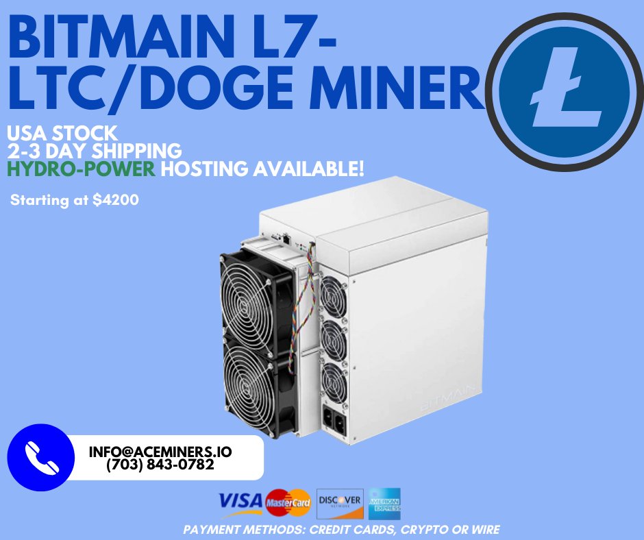 🚀💥#LTC is pumping to the moon! 📈
When it comes to mining, the L7 is the most reliable #ASIC and the ultimate merge miner! ⛏️
🔥The <a href="/BITMAINtech/">BITMAIN</a> L7 has established itself as the go-to miner for #Litecoin enthusiasts🚀 #LitecoinArmy #L7Miner #CryptoMining #litecoinmining