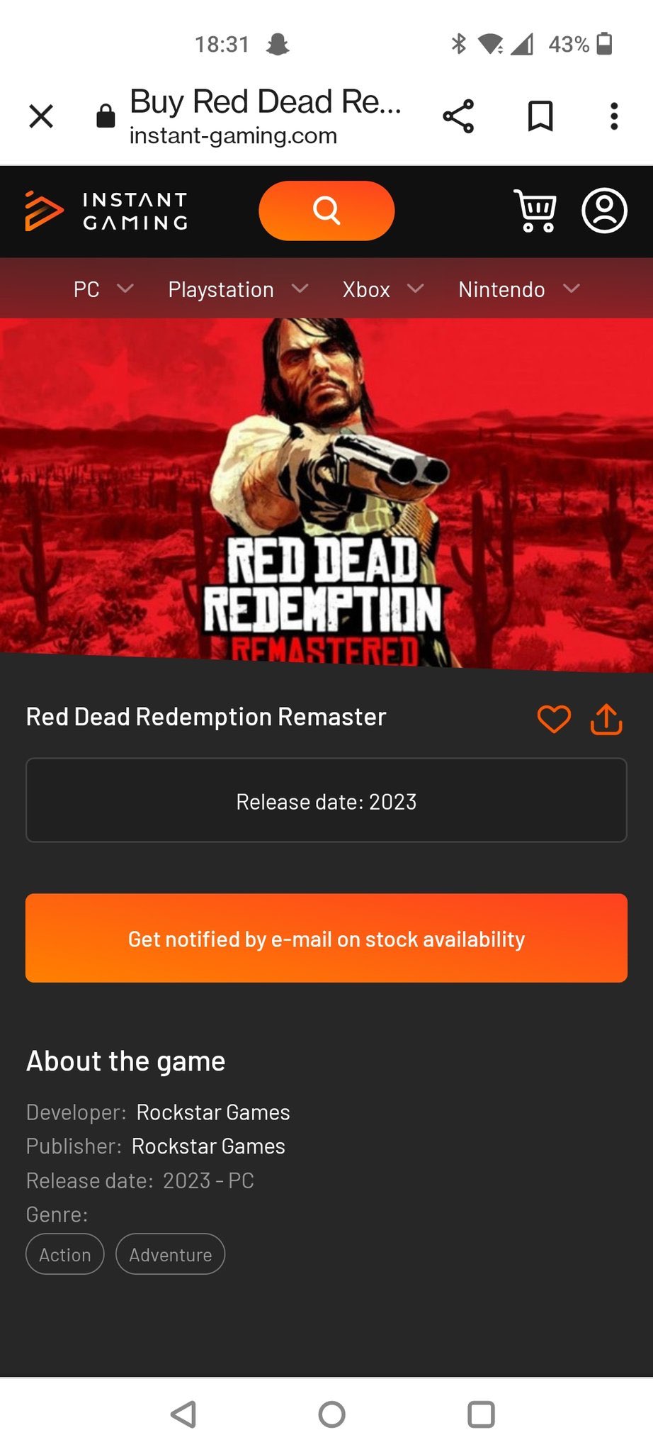 Rockstar dev lists Red Dead Redemption 2 on PC