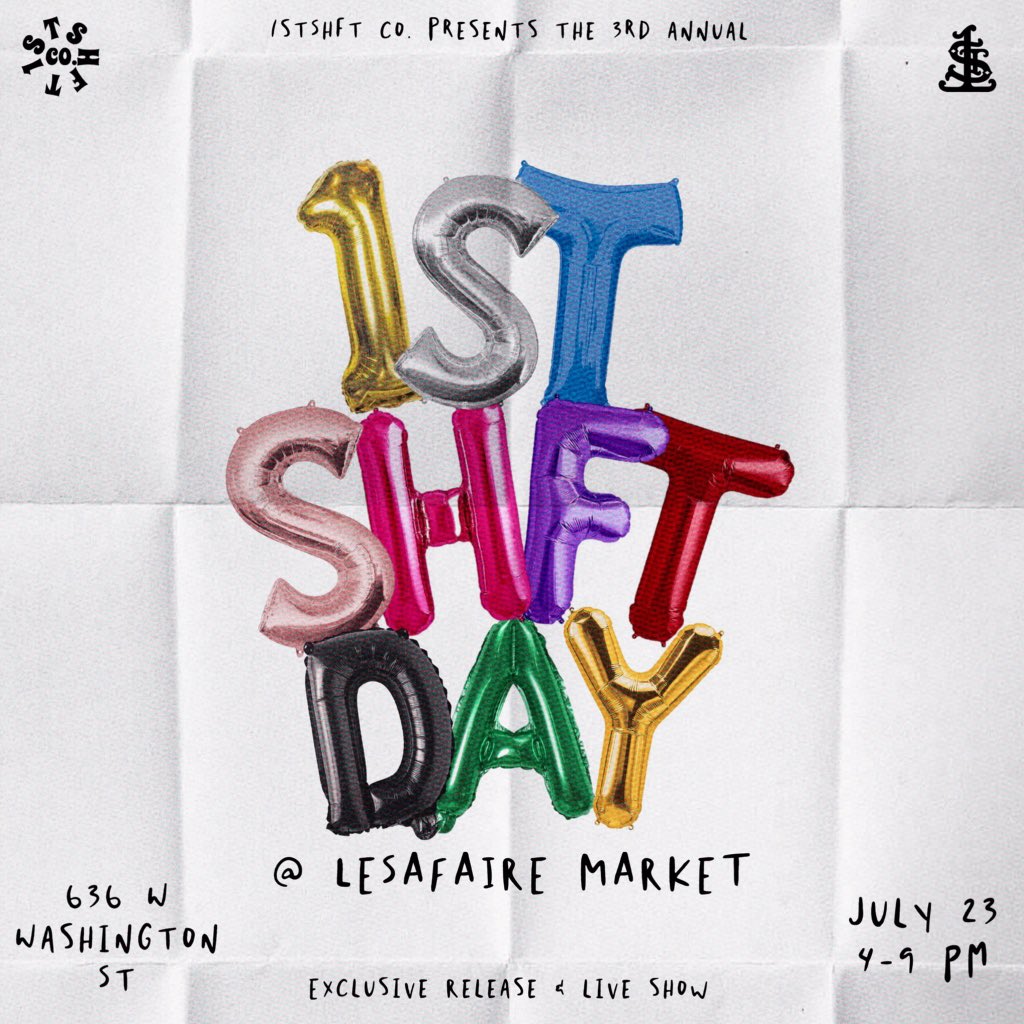 MARK YA CALENDARS ITS THAT TIME AGAIN. #1STSHFTDAY is back @ @lesafairemarket July 23rd from 4-9 w/ exclusive @1stshftco pop up &amp; live performance! Stay tuned we gotta a lot more details coming soon!! Let’s goooo! ☝🏾☝🏾☝🏾