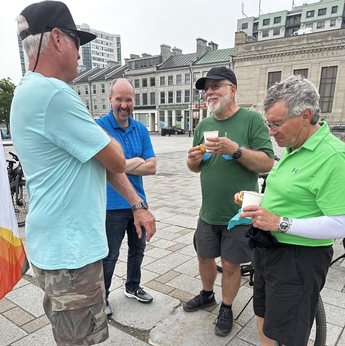 MayorPaterson's tweet photo. This morning I rolled into breakfast in Market Square following the Ride with the Mayor on the K&amp;P Trail! Thank you @cyclekingston for hosting this event to encourage more residents to be active in their commute. What a way to end the month of June! #CycleWeekYGK #ygk https://t.co/YnAYeUK05L