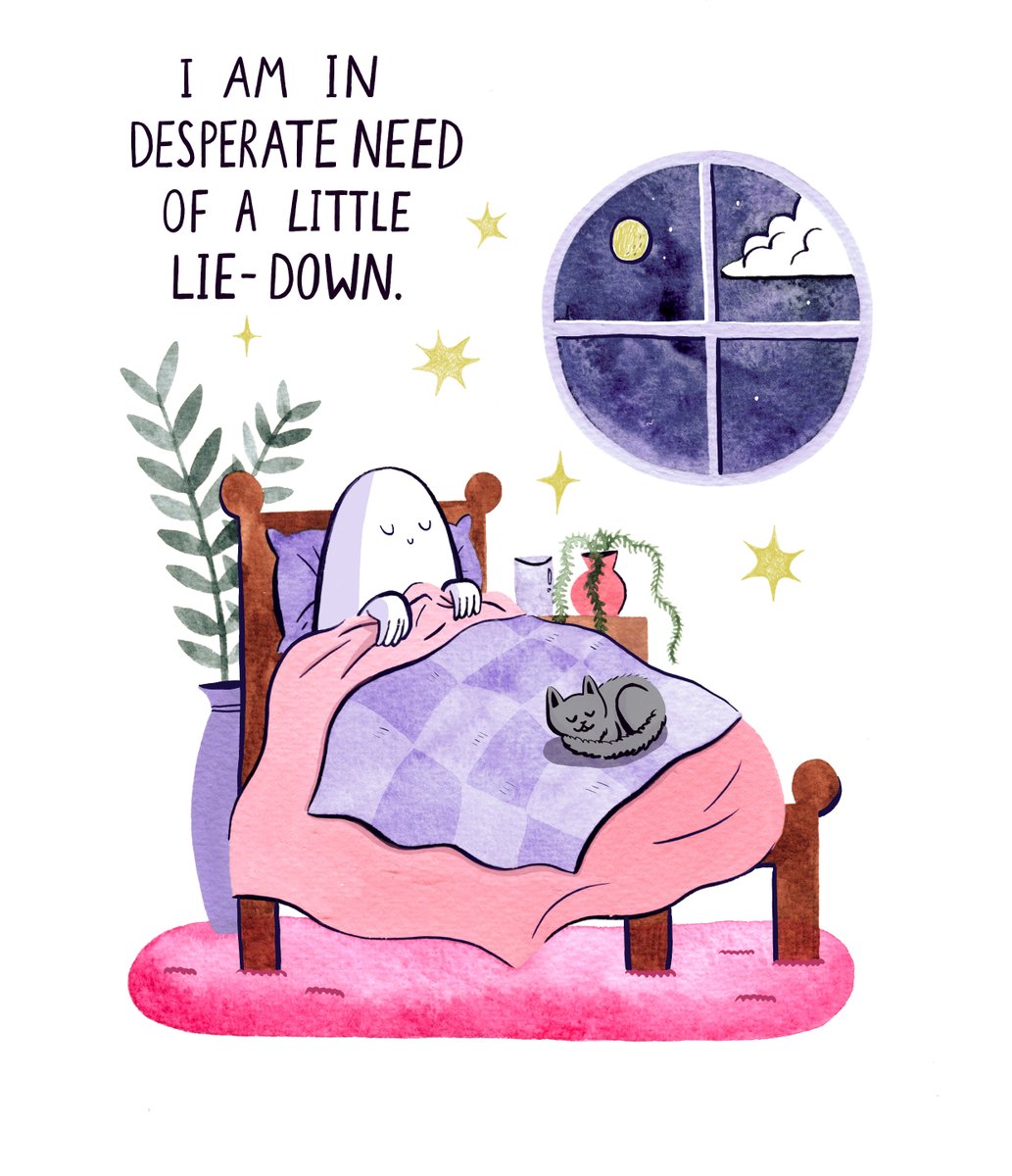 thesadghostclub's tweet photo. I have a strong need to be as horizontal as possible, STAT. PS this is the July patreon postcard (https://t.co/wV3uz8OP0V) and today's the LAST DAY to pledge if you want to receive it :) https://t.co/T0z88kpMg0