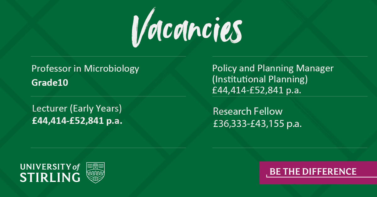 Want to work for #UofStirling? We have a number of exciting new opportunities. View our latest vacancies today at: fal.cn/3zwX9 #BeTheDifference