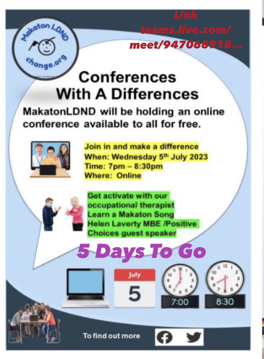 Count down begins ! 5 days till the conference with a difference. Mark it your calendar, and share with your friends colleagues You're invited to Conference With A Difference Link teams.live.com/meet/947068918…