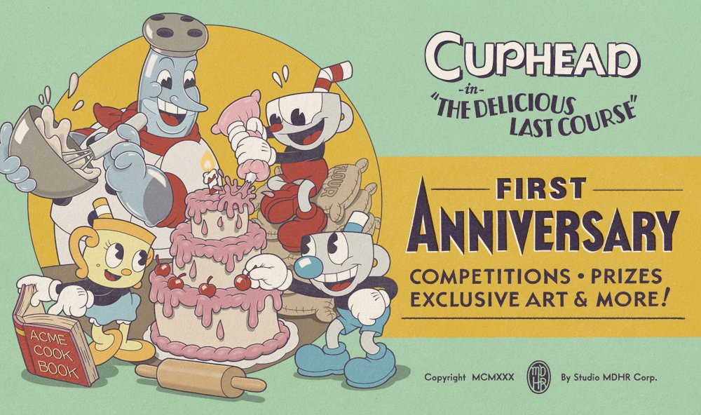 How time flies!! Today marks 1 year since the release of The Delicious Last Course. To our wonderful community: thank you from the bottom of our hearts for joining Cuphead, Mugman, and Ms. Chalice on their grand adventure! Stay tuned all day for competitions, giveaways & more!