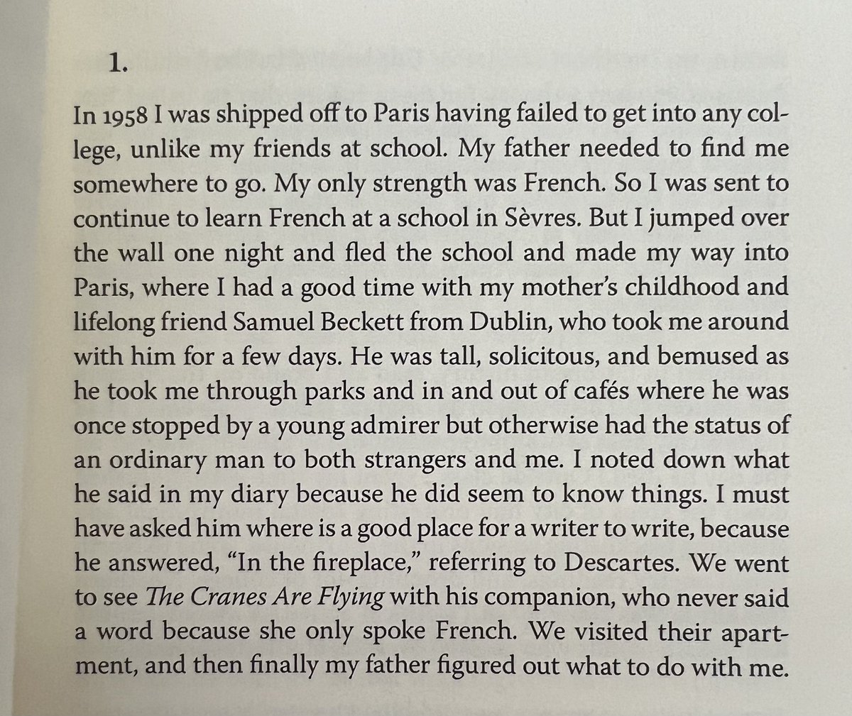 An amazing paragraph about Paris & Samuel Beckett from Fanny Howe’s The Winter Sun.