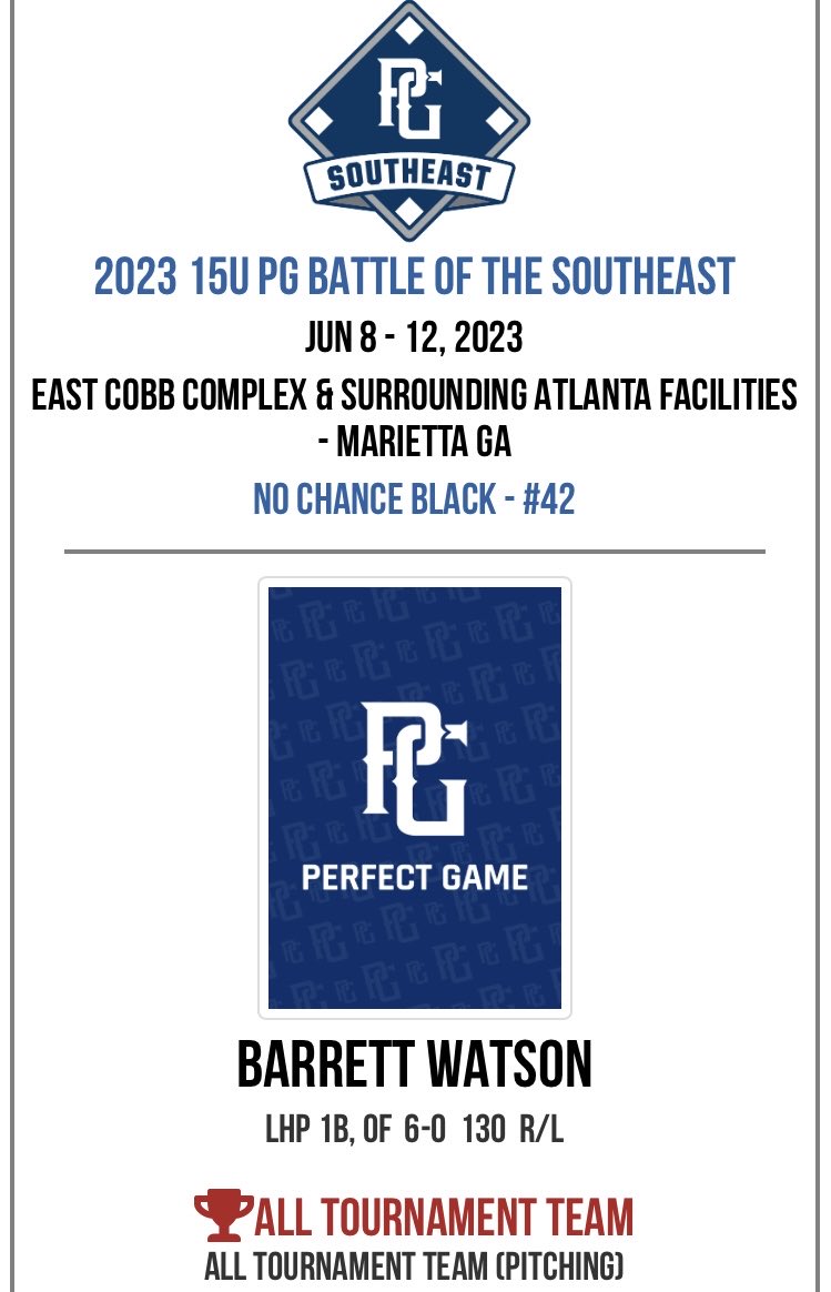 watson_mandi's tweet photo. All Tournament Team
East Cobb PG
⁦@nochancetn⁩ 
⁦@barrett_wa39903⁩ 
⁦@Halls_Baseball⁩ https://t.co/ESRXqwn6II