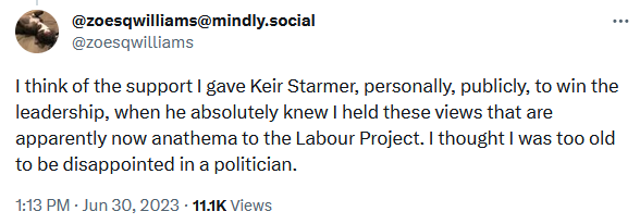 I don't blame ordinary party members who voted for Starmer to be leader because they were deceived by him. I do blame the people who helped him deceive them.