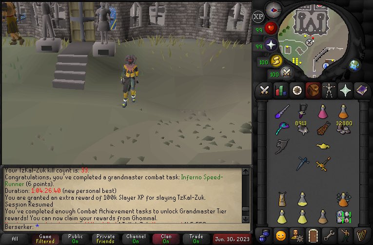 Huge Shoutout to “Berserker” for becoming the third Zerk to achieve Grandmaster Combat Achievements &amp; Zuk Helmet! 

In April 2023 he also achieved all 52 pets on his Zerk, paving the way to show what can truly be done on a Zerk! Well done and looking forward to seeing what’s