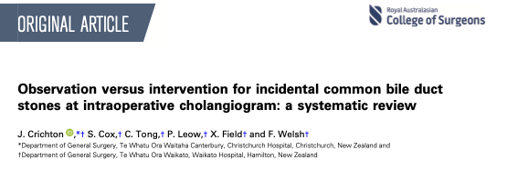 jcicrichton's tweet photo. What should we do with incidental CBDS stones? Proud to publish our systematic review in ANZ Journal of Surgery https://t.co/J5PqGpvOQg https://t.co/6hTwiod0a7