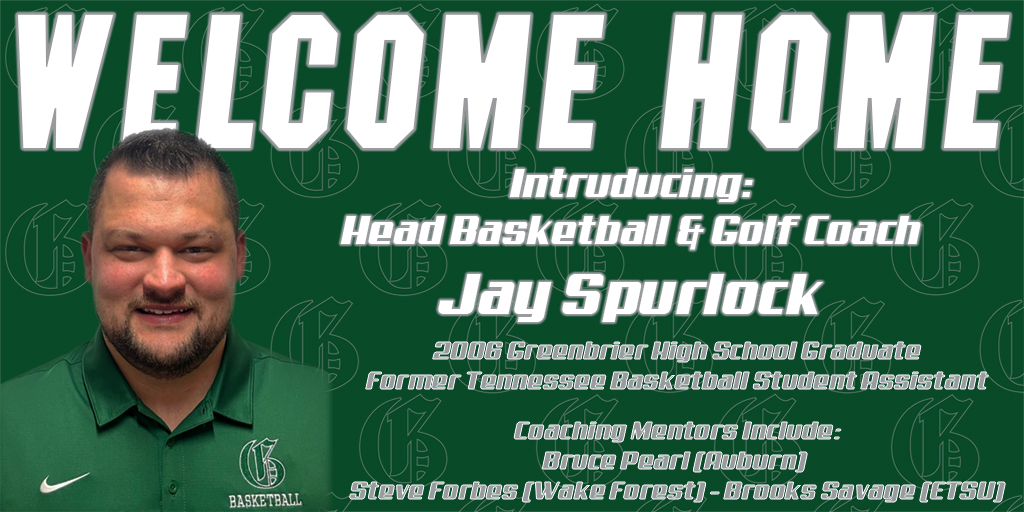 VoiceOfCatsTN's tweet photo. Greenbrier High School is pleased to announce the hiring of GHS Alumnus, Coach @jayspurlock, as the new @GreenbrierMBB and Golf Coach!  Read the full release here:  https://t.co/j5t9iEl3Cr https://t.co/NWoVDMZrqr