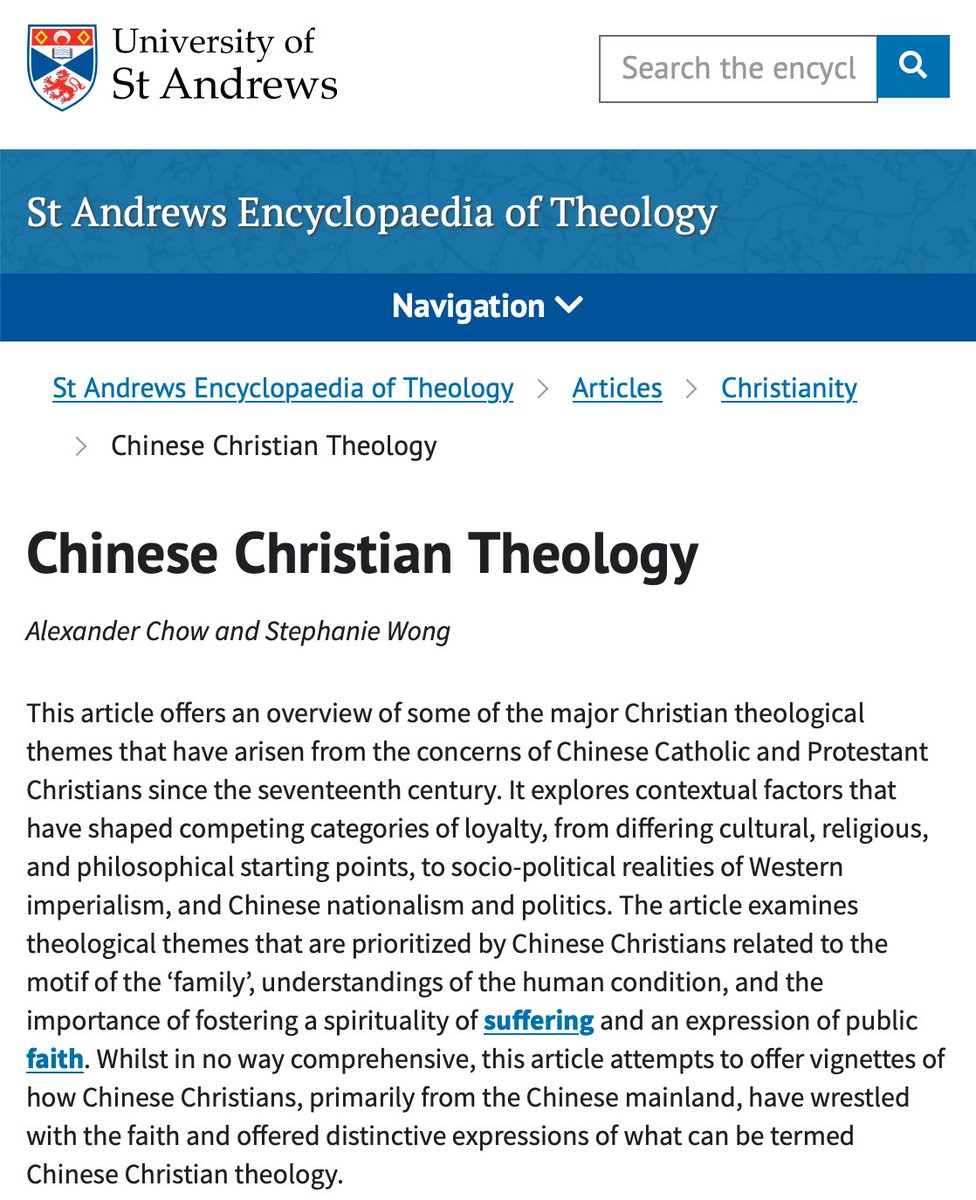 Alexander Chow (@caorongjin) on Twitter photo If you have ever wanted a short primer on Chinese Christian Theology, look no further than the new #OpenAccess <a href="/SAETheology/">St Andrews Encyclopaedia of Theology</a> entry co-authored by Stephanie Wong (<a href="/NOVATheology/">Villanova Theology</a>) and yours truly! #ChineseChristianity #Theology saet.ac.uk/Christianity/C… If you have ever wanted a short primer on Chinese Christian Theology, look no further than the new #OpenAccess <a href="/SAETheology/">St Andrews Encyclopaedia of Theology</a> entry co-authored by Stephanie Wong (<a href="/NOVATheology/">Villanova Theology</a>) and yours truly! #ChineseChristianity #Theology saet.ac.uk/Christianity/C…