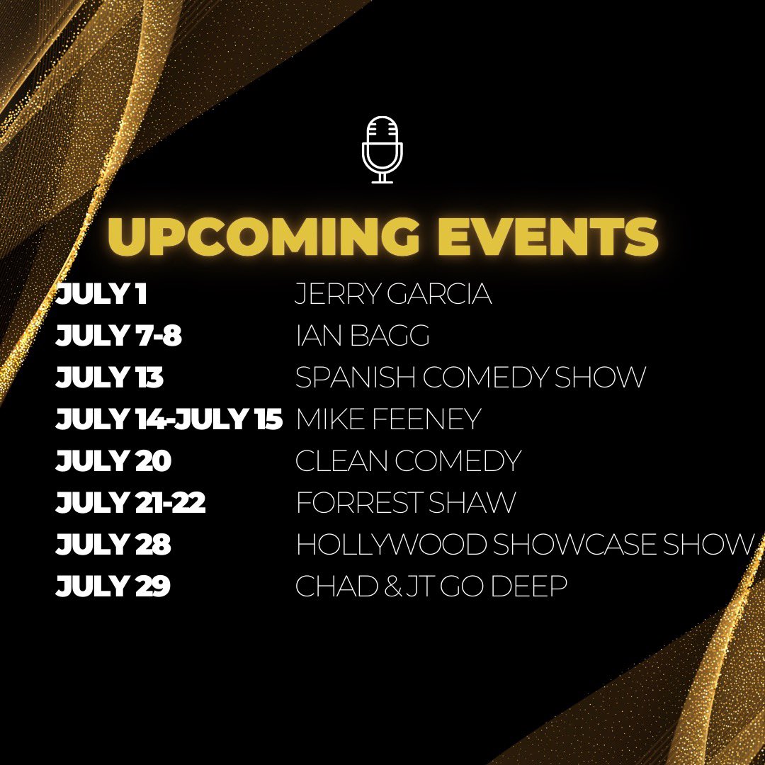Check out who's taking the Grand Comedy Club stage in July! 🎙

Featuring:
<a href="/ComedianJerryG/">Jerry Garcia</a> 
@SirIanBagg 
<a href="/IAmMikeFeeney/">Mike Feeney</a> 
<a href="/forrestshaw/">Forrest Shaw</a> 
&amp; more!

Subscribe to our VIP email list to get early access to these hot acts 🔥

📍 Grand Comedy Club

#comedyclub #comedyclubs #comedyshow
